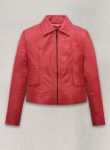 Soft Tango Red Washed Jennifer Lopez Gigli Leather Jacket Front View in USA