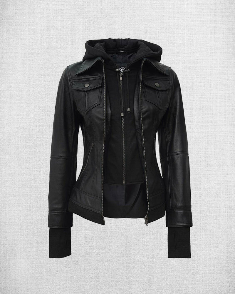 04_9ed7c457-a908-42ef-95d4-8f1cf31b9d25 Modern Black Hooded Bomber Jacket in Leather