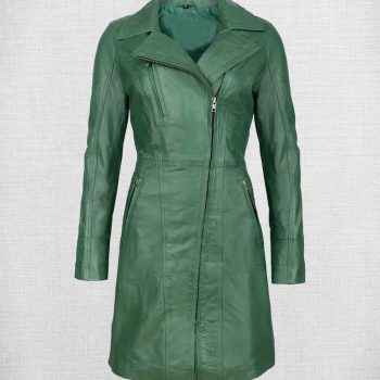Shop Stylish Green Leather Coat For Women