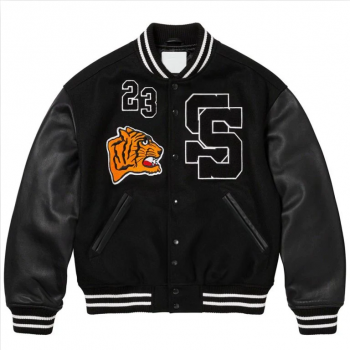 Shop Supreme Tiger Varsity Jacket | Black Supreme Tiger Unisex Jacket