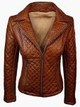 Shop Tan Brown Women Quilted Sheepskin Leather Jacket 1 SbJmXt