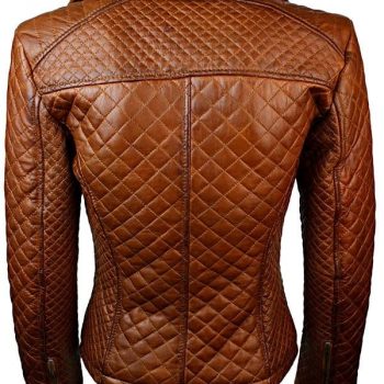 Premium brown quilted leather jacket