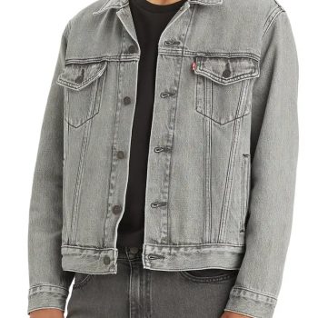 Classic Denim Trucker Jacket with button-up front in USA