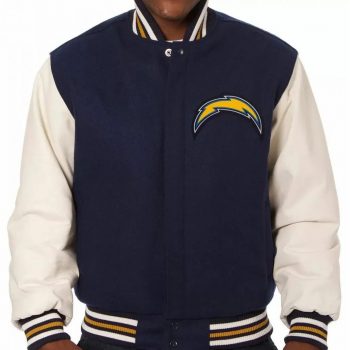 Stylish LA Chargers Wool and Leather Jacket with Varsity Design in American style