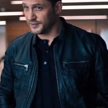 Tom Hardy's black leather jacket from Venom in France style