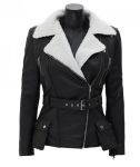 Verona black faux fur leather jacket in USA