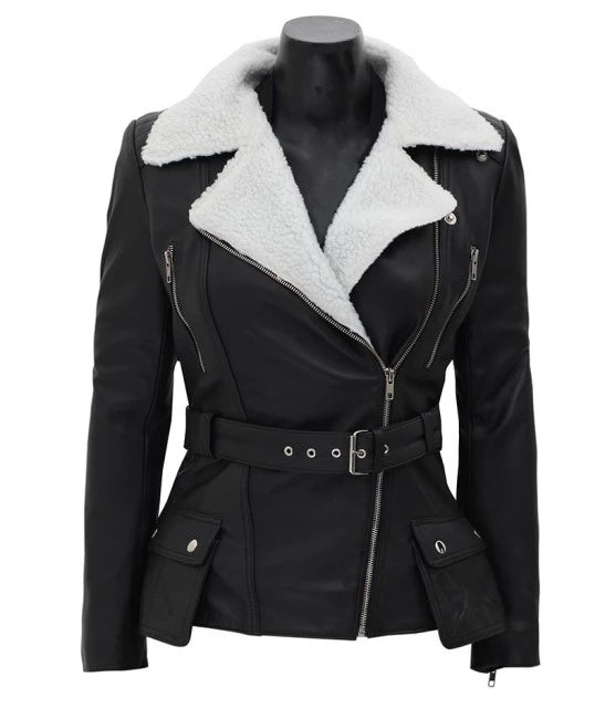Verona black faux fur leather jacket in USA