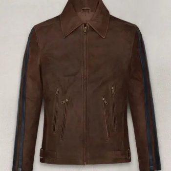 Vintage Brown Grain Leather Jacket Inspired by Robert Pattinson in USA