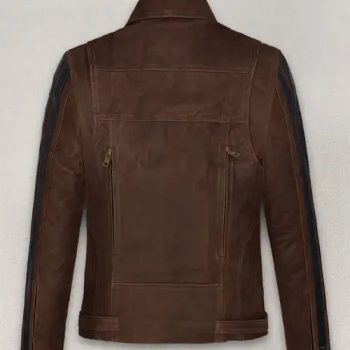 Front View of Men's Vintage Brown Robert Pattinson Leather Jacket in American market