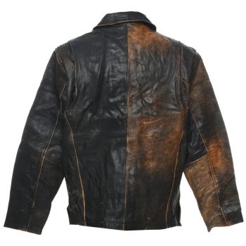 Retro-style brown and black leather jacket for men in USA