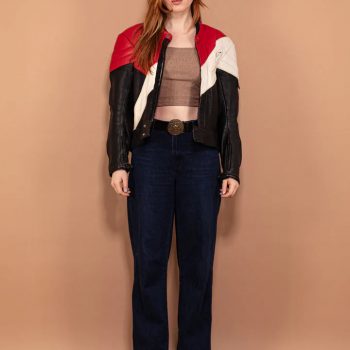 TJS Women's Vintage Leather Jacket in American style