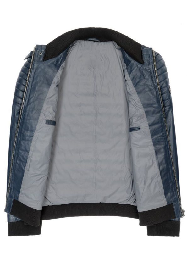 COW LEATHER BLUE WARM MEN WINTER JACKET IN THE USA