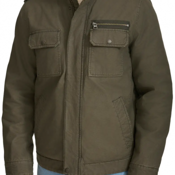 Washed cotton utility jacket with front pockets in USA