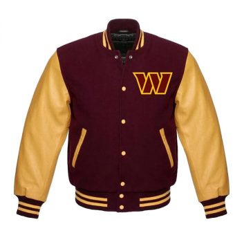 Washington Commanders letterman jacket front view in USA