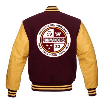 Official Washington Commanders varsity jacket with team logo in USA