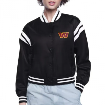 Shop Washington Commanders Round Team Logo Black Cropped Jacket