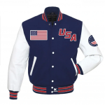 Shop WHITE SLEEVES USA VARSITY JACKET | AMERICAN FOOTBALL SPORT JACKET