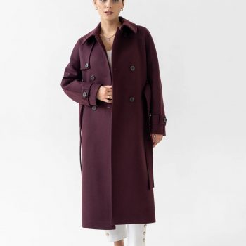 Shop Wine red maroon wool coat