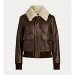 Women's Aviator Sheepskin Faux Shearling Motorbike Leather Bomber Jacket in USA