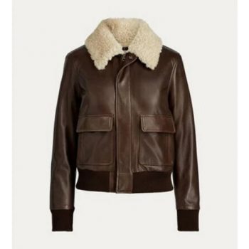 Women's Aviator Sheepskin Faux Shearling Motorbike Leather Bomber Jacket  in USA