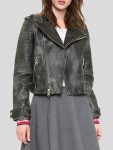 Shop Women Black Vintage Leather Jacket 