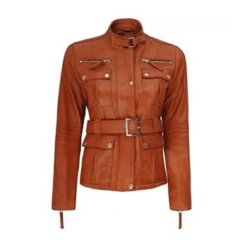 Shop Women Brown Belted Leather Jacket | Women Leather Jacket by The Jackets Seller
