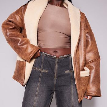 Elegant brown leather fur and shearling in usa