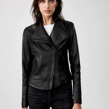 Black leather jacket for women