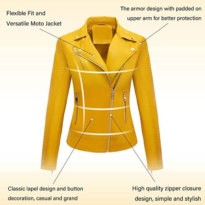71lUNe6ug3L._AC_UX679 yellow leather jacket for women
