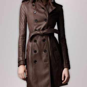 Shop Women leather long Trench Coat 