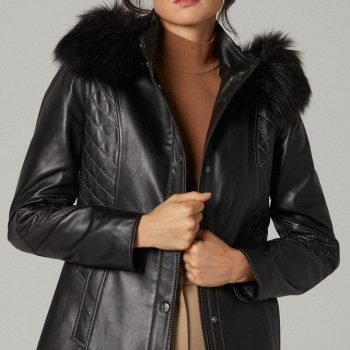 Shop Women Premium Quality Sheepskin Leather Faux Fur Hoodie