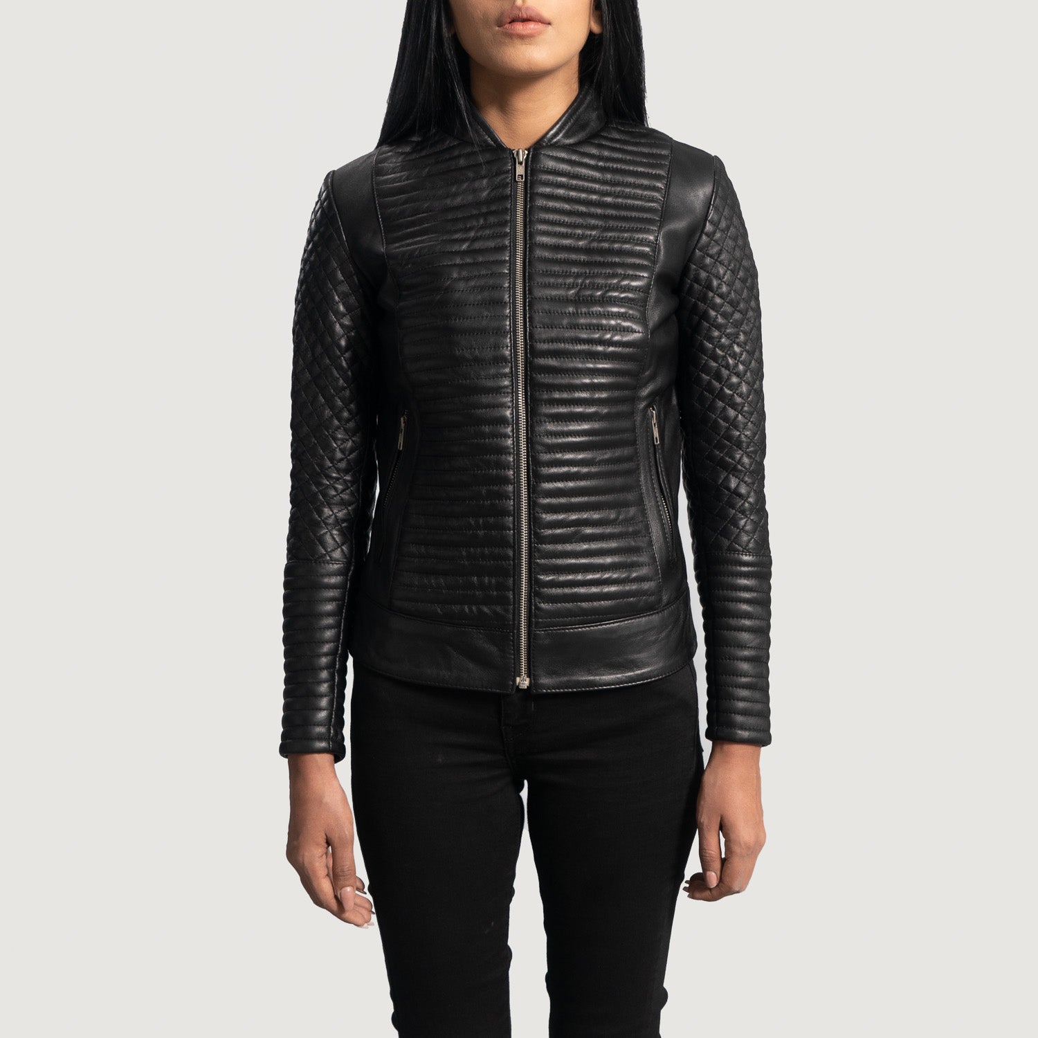 Women_s_Cityscape_Black_Leather_Biker_Jacket_Close_Front-5-1664295761067 Women's stylish quilted leather jacket in United state market