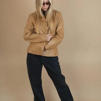 90s aesthetic brown leather jacket in size medium in USA
