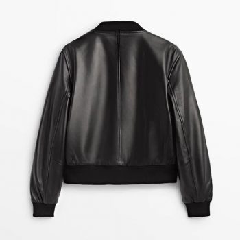 TJS Women's Aviator Sheepskin Faux Shearling Bomber Leather Jacket in France style