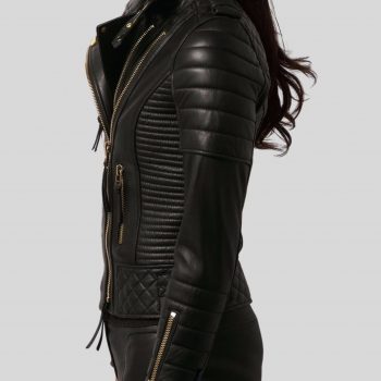 elegant design quilted leather jacket for women in usa