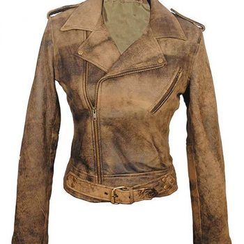 Women's Brown Vintage Leather Jacket in United State Market