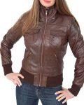 Women's Classic Bomber Real Leather Jacket  in USA