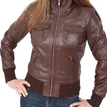Women's Classic Bomber Real Leather Jacket  in USA