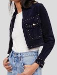 Women's cropped suede leather jacket for a trendy look in USA