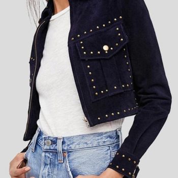 Women's cropped suede leather jacket for a trendy look in USA