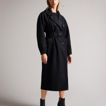 Women's double-faced technical wool coat for premium warmth in USA