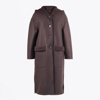 Women's Italian-style hooded soft wool coat in USA