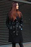 Women's long coat made of leather and wool in USA
