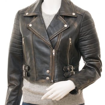 Stylish vintage-inspired leather jacket for women in American Style