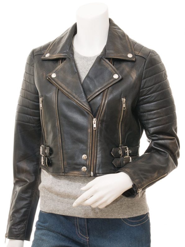 Stylish vintage-inspired leather jacket for women in American Style