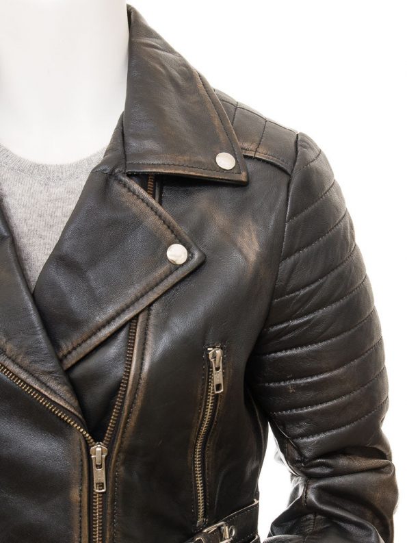 Elegant women's leather jacket with a vintage aesthetic in USA