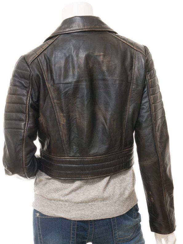 Women's classic vintage-style leather jacket for versatile wear in USA