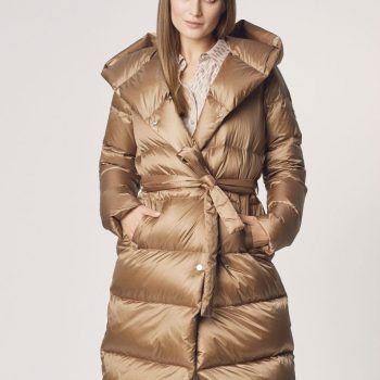 Women's Beige Down Jacket for Winter with Warm Insulation in USA