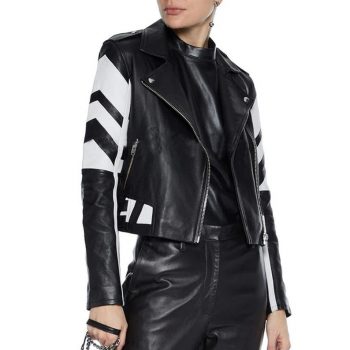 Women's Black Moto Style Genuine Leather Slim Fit Biker Jacket in USA
