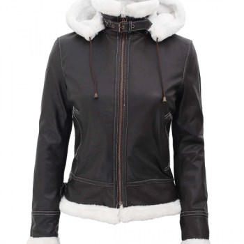 Women's bomber faux fur lined leather jacket in USA